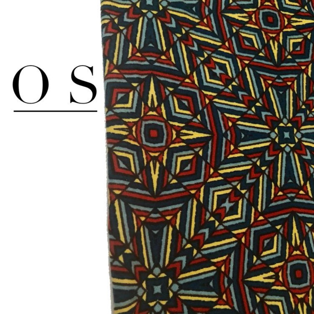 LuLaRoe Geometric Patterned Leggings - Red, Yellow, Blue NWT os